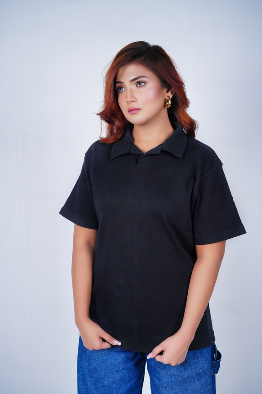 Textured polo (Black)