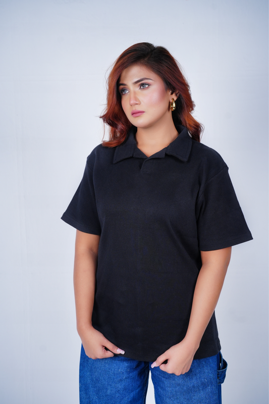 Knit polo - BLACK